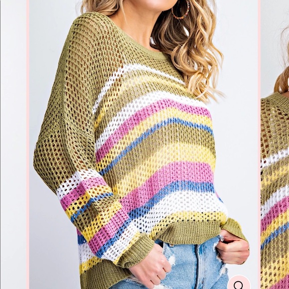 Open Knit Spring Time Sweater by 143 Story - Picture 3 of 6